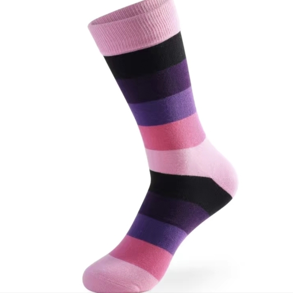 💐3 For $15💐🌈 Socks--Men's Striped Colorblock Dress Socks - Picture 6 of 6